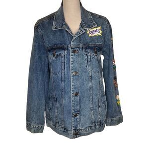 Vintage 90’s Nickelodeon Women’s Denim Jacket Rugrats Medium Wash Oversized Sz M